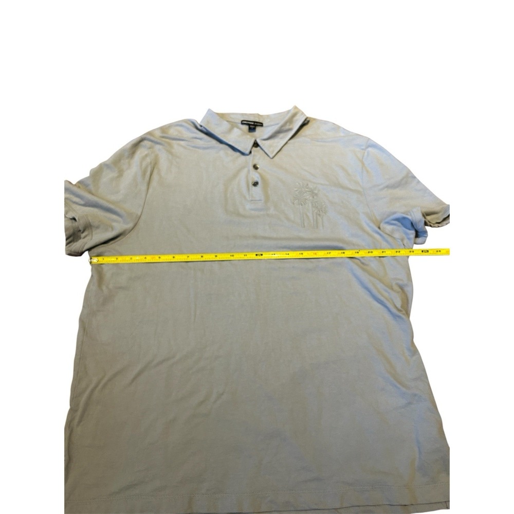 James Perse Polo Shirt Palm Tree Embroidered French Terry Cotton Gray Mens XL - Picture 8 of 9